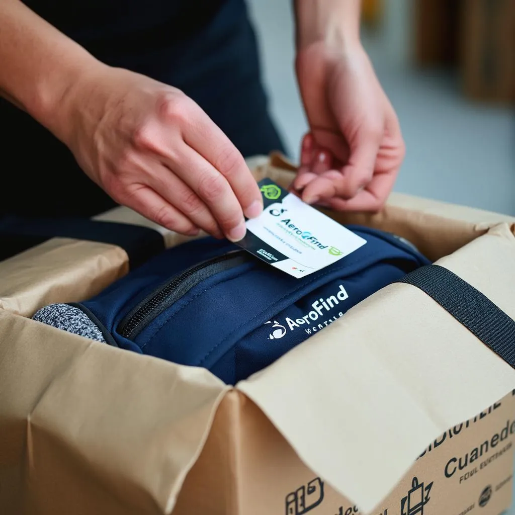 Close-up of AeroFind UK's eco-friendly packaging for returned items